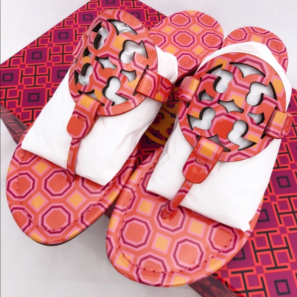 Tory Burch Miller Sandals Coral Pink 7 7.5 8 8.5 - Picture 2 of 7